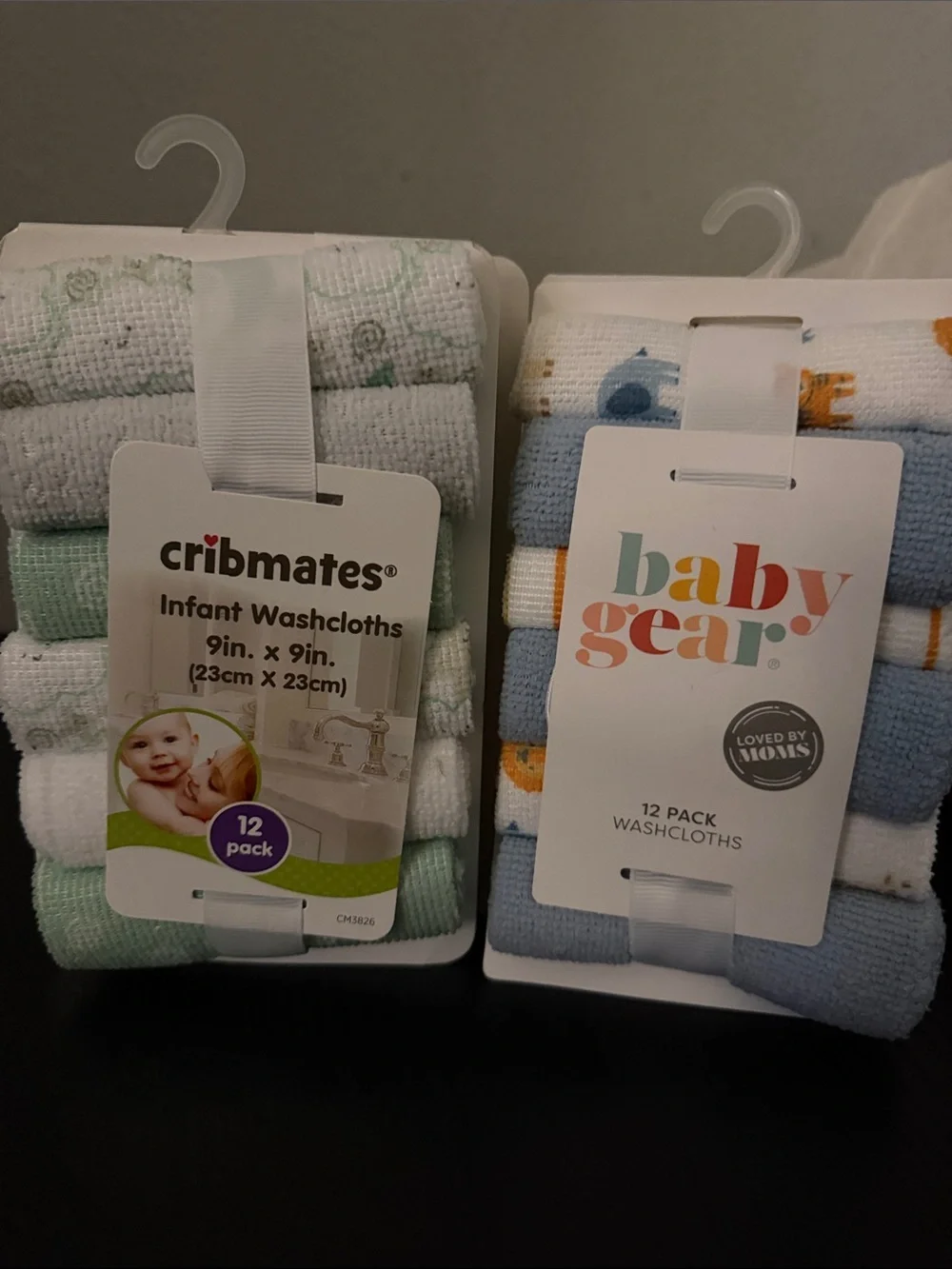 Infant Washcloths - White & Mint - 12 Pack